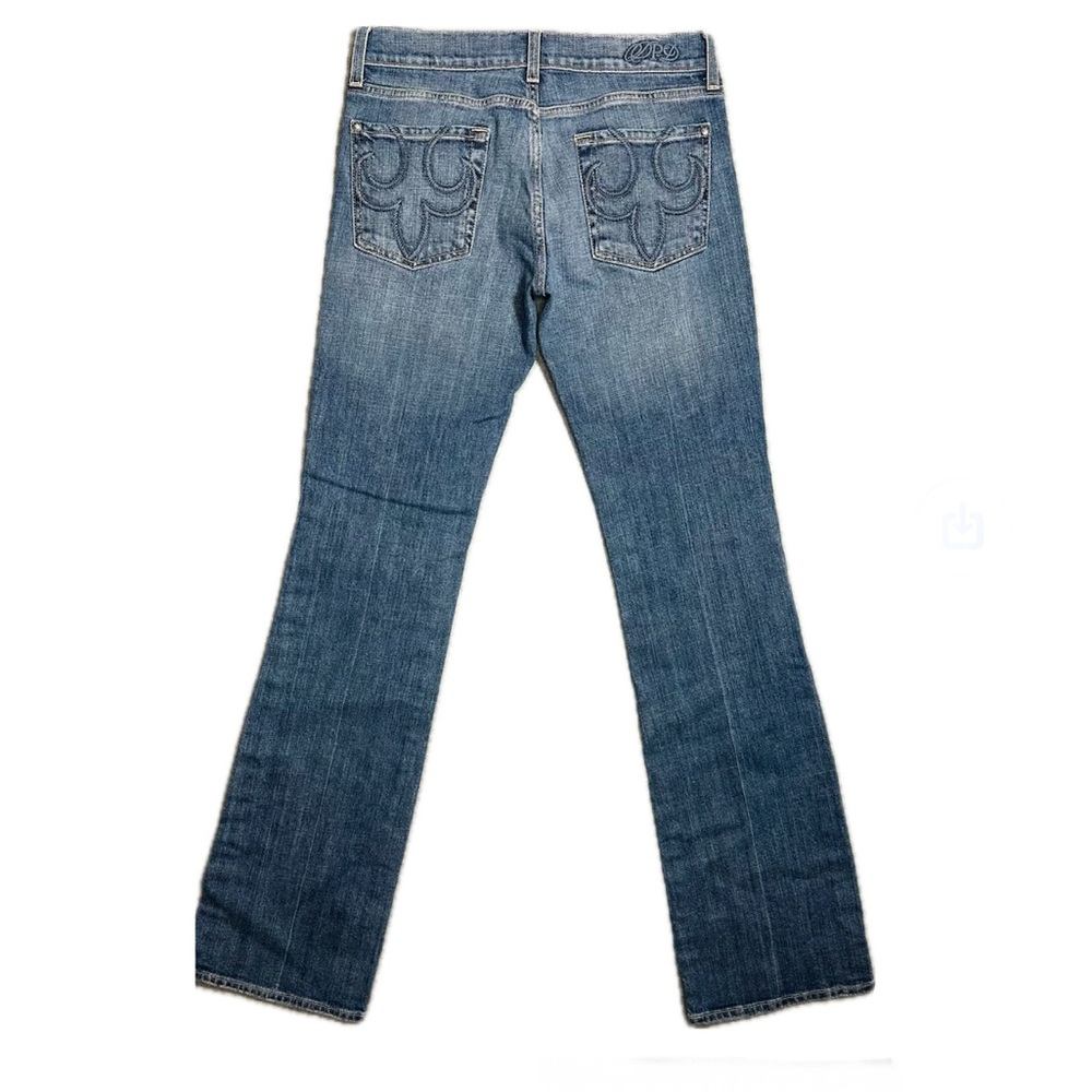 Vintage Y2K BDP Boot cut low rise Fleur De Lis embroidered pockets sz 28
